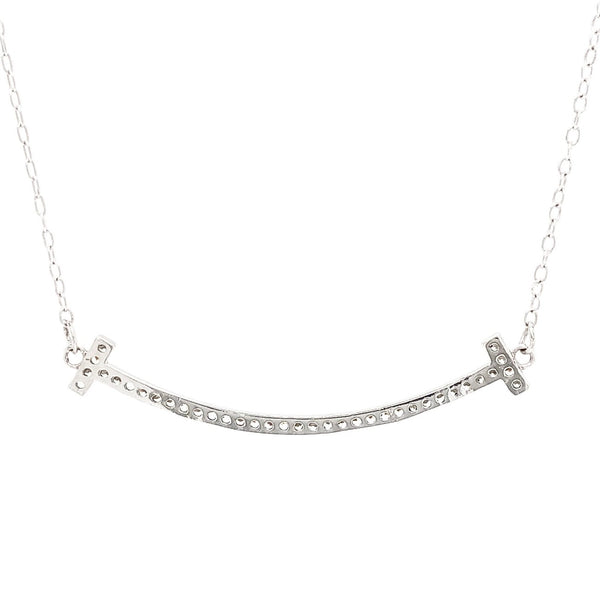 SS CZ Curved Bar Necklace - Walter Bauman Jewelers