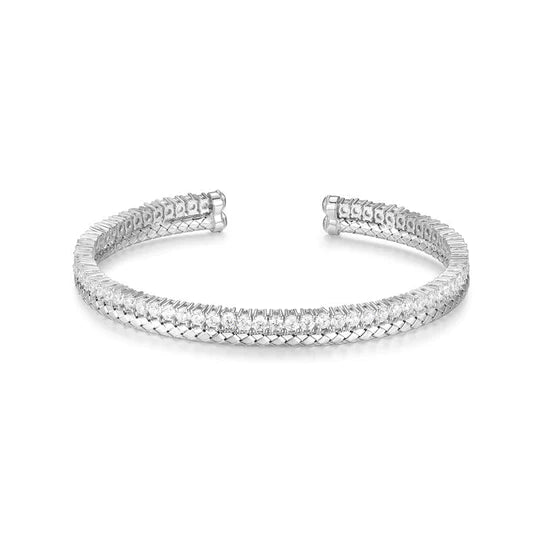 SS CZ Double Cuff Bangle Bracelet - Walter Bauman Jewelers