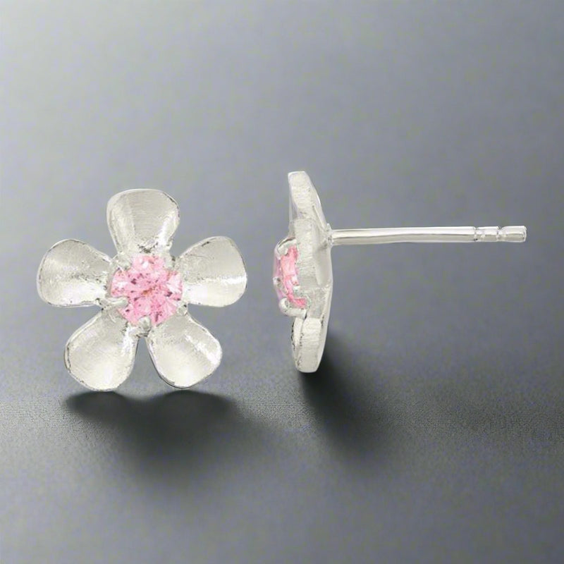 SS CZ Flower Earrings - Walter Bauman Jewelers