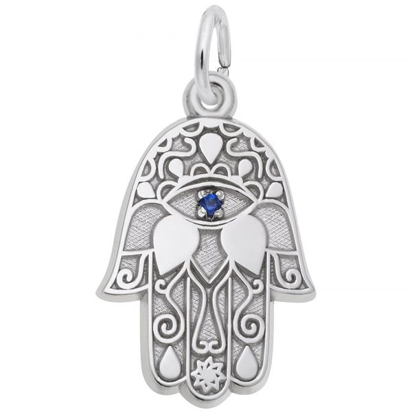 SS CZ Hamsa Charm - Walter Bauman Jewelers