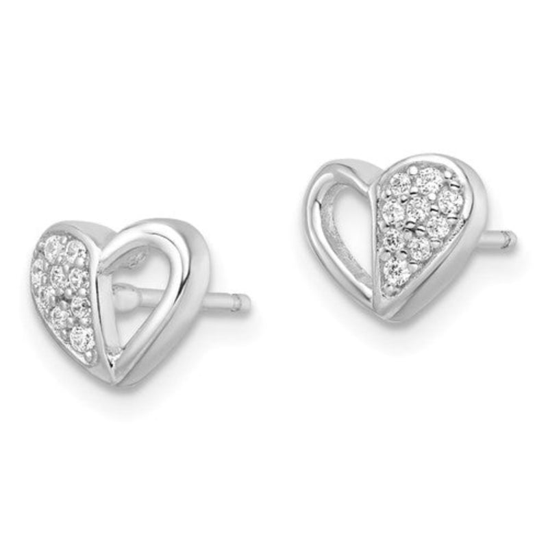 SS CZ Heart Earrings - Walter Bauman Jewelers