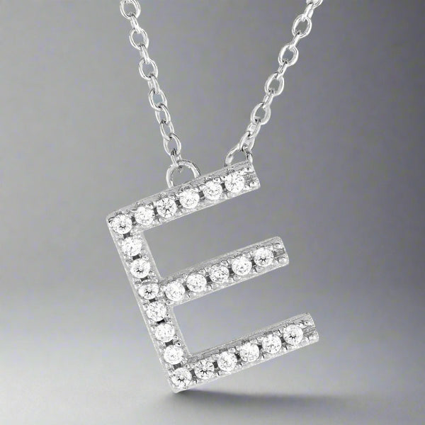 SS CZ Initial 'E' Pendant - Walter Bauman Jewelers