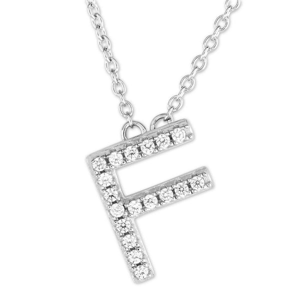 SS CZ Initial 'F' Pendant - Walter Bauman Jewelers