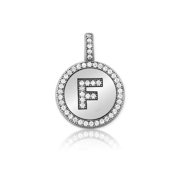 SS CZ Initial 'F' Pendant - Walter Bauman Jewelers