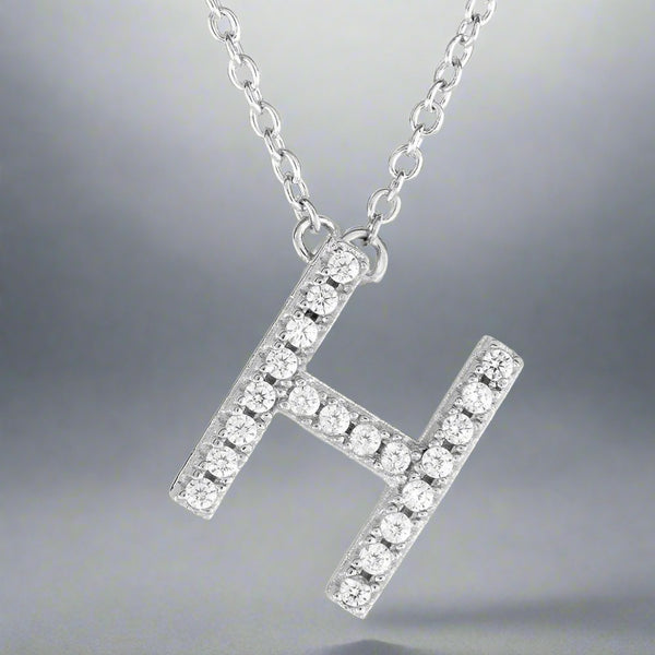 SS CZ Initial 'H' Pendant - Walter Bauman Jewelers