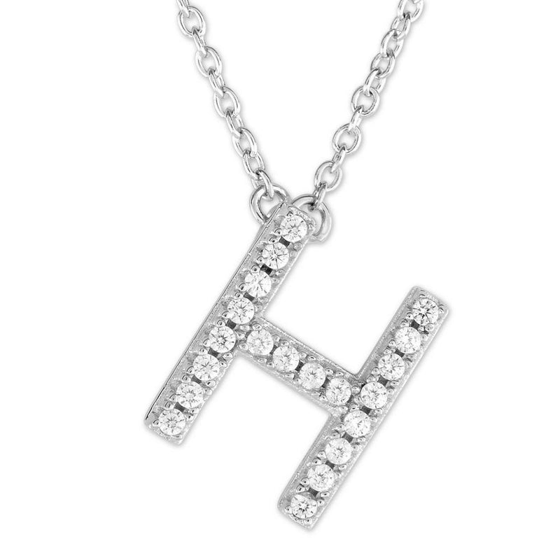 SS CZ Initial 'H' Pendant - Walter Bauman Jewelers