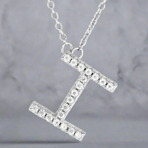 SS CZ Initial 'I' Pendant - Walter Bauman Jewelers