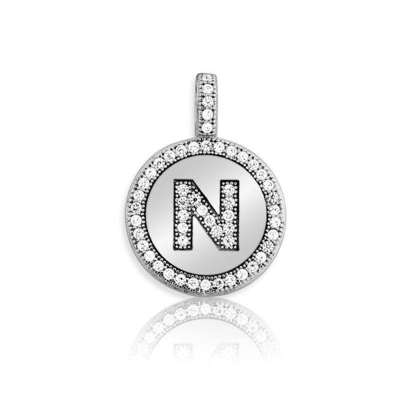 SS CZ Initial 'N' Pendant - Walter Bauman Jewelers