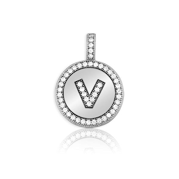 SS CZ Initial 'V' Pendant - Walter Bauman Jewelers