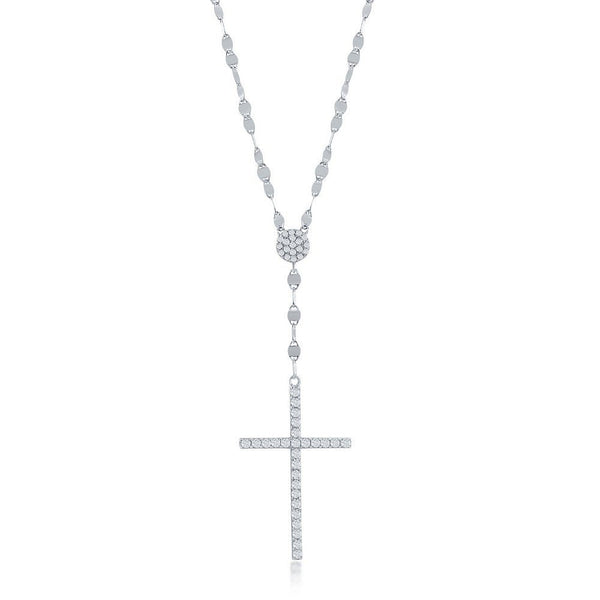 SS CZ Lariat Style Cross - Walter Bauman Jewelers