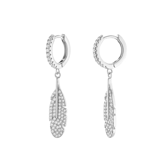 SS CZ Leaf Drop Earrings - Walter Bauman Jewelers
