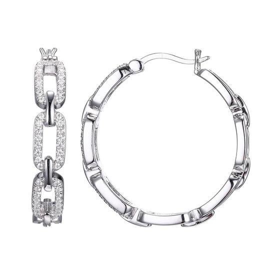 SS CZ Link Hoop Earrings - Walter Bauman Jewelers