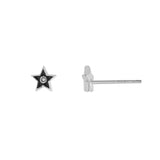 SS CZ Mini Black Enamel Star Earrings - Walter Bauman Jewelers