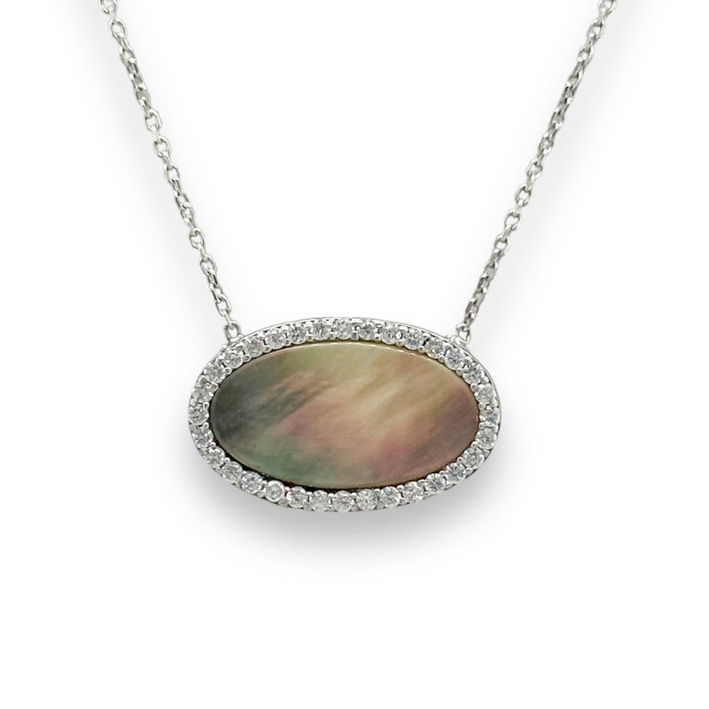 SS CZ MOP Oval Pendant - Walter Bauman Jewelers