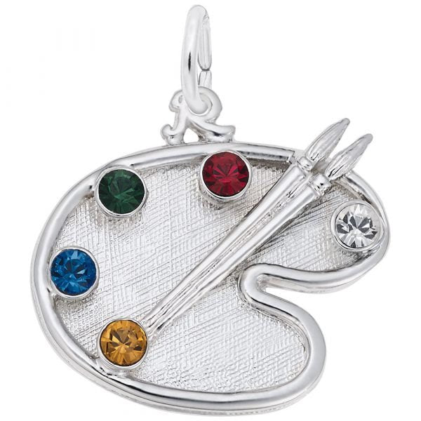 SS CZ Painters Palette Charm - Walter Bauman Jewelers