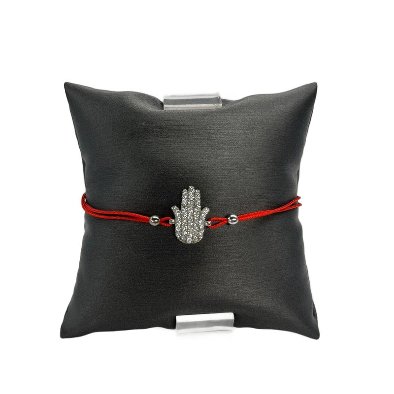 SS CZ Red Cord Hamsa Bracelet - Walter Bauman Jewelers