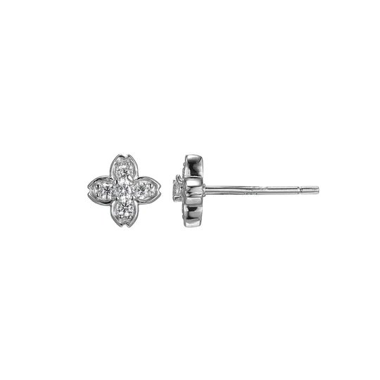 SS CZ Small Flower Earrings - Walter Bauman Jewelers