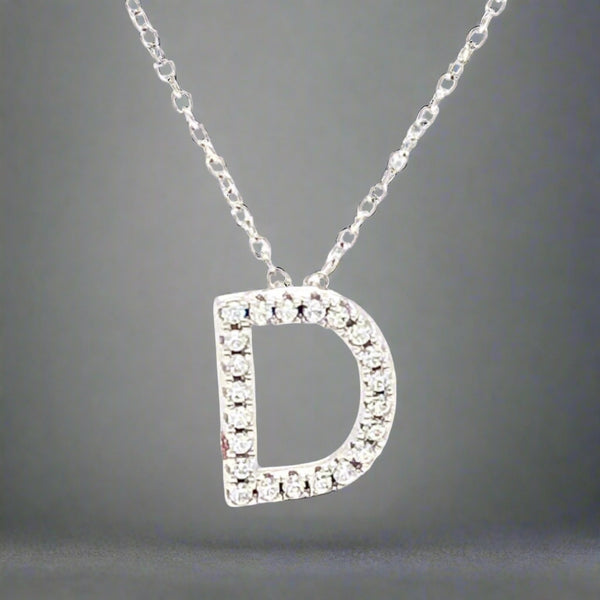 SS D Initial CZ Necklace - Walter Bauman Jewelers