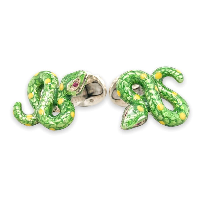 SS Deakin & Francis Enamel Snake Cufflinks - Walter Bauman Jewelers