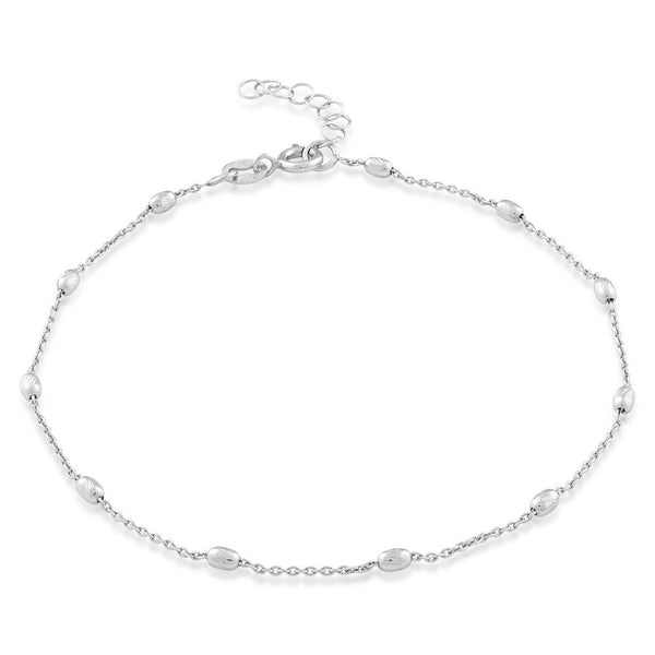 SS Dia Cut Small Oval Beads Anklet - Walter Bauman Jewelers