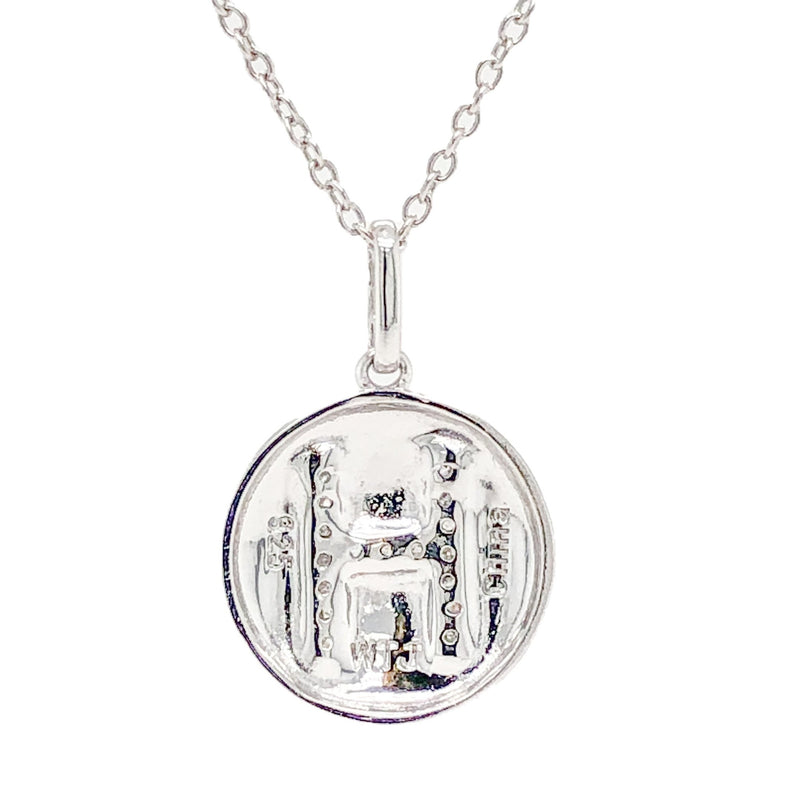 SS Diamond H Initial Disk Pendant - Walter Bauman Jewelers