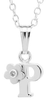 SS Diamond Initial P Pendant - Walter Bauman Jewelers