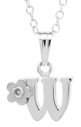 SS Diamond Initial W Pendant - Walter Bauman Jewelers