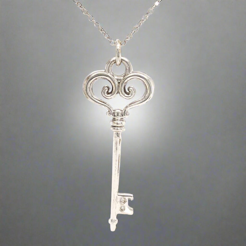 SS Diamond Key Pendant - Walter Bauman Jewelers