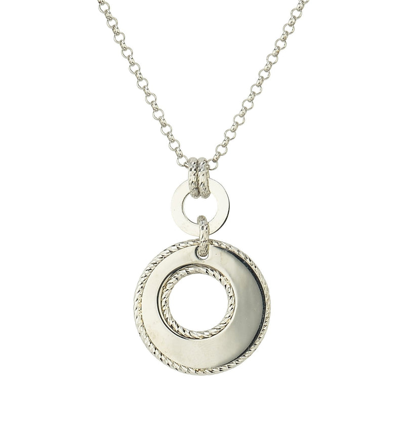 SS Double Drop Circle Pendant - Walter Bauman Jewelers