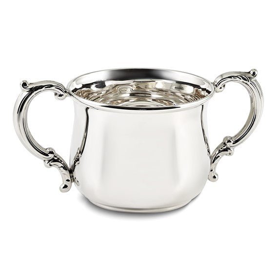 SS Double Handle 4 oz. Pot Belly Baby Cup - Walter Bauman Jewelers