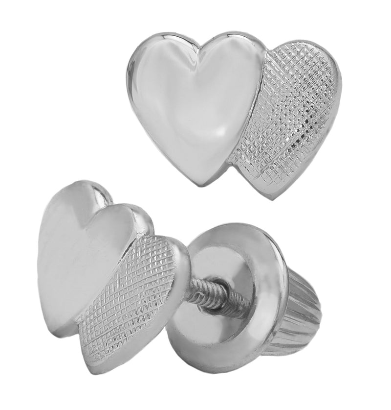 SS Double Heart baby Studs - Walter Bauman Jewelers