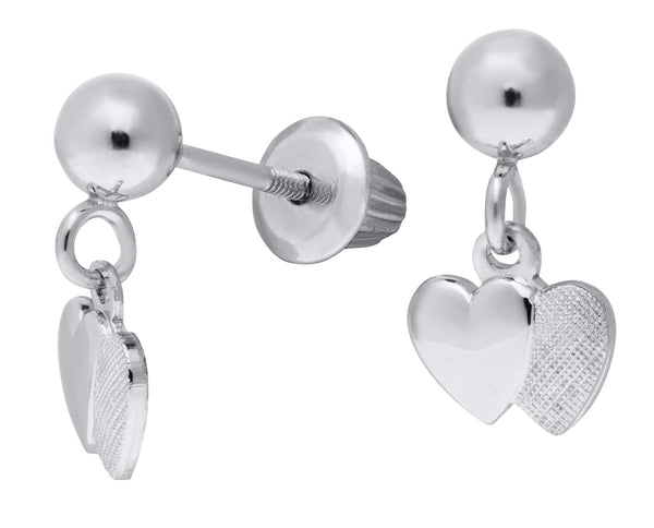 SS Double Heart Drop Earrings - Walter Bauman Jewelers