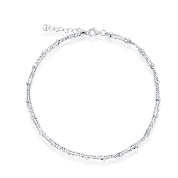 SS Double Strand Beaded Anklet - Walter Bauman Jewelers
