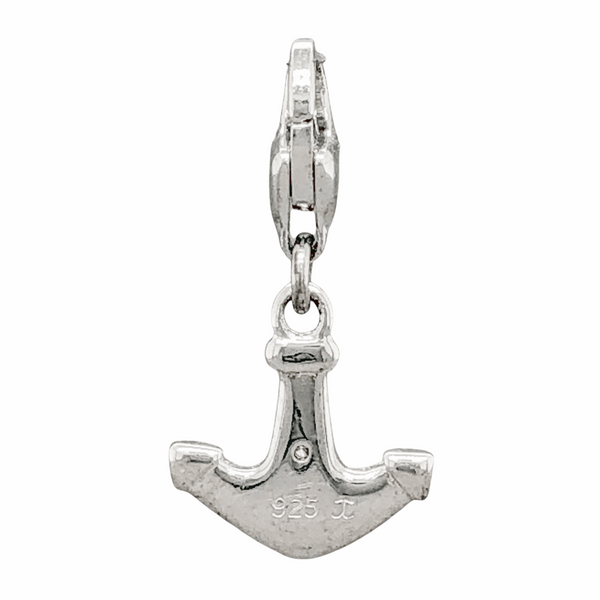 SS Enamel & Diamond Anchor Charm - Walter Bauman Jewelers