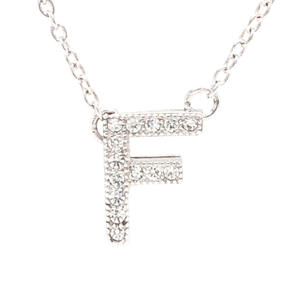 SS F Initial CZ Necklace - Walter Bauman Jewelers