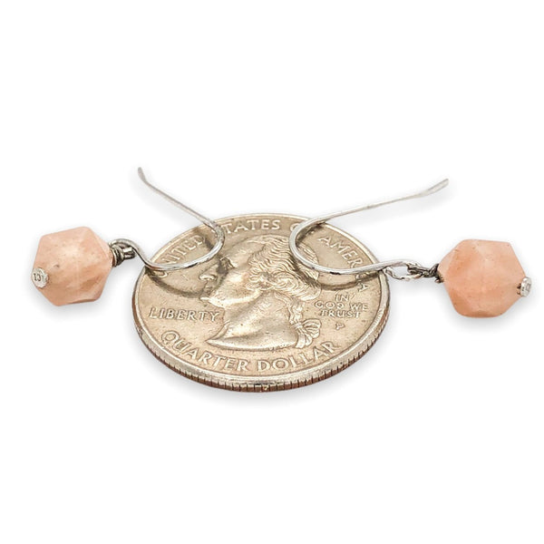 SS Faceted Peach Moonstone Dangle Earrings - Walter Bauman Jewelers