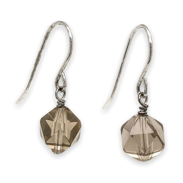 SS Faceted Smoky Quartz Dangle Earrings - Walter Bauman Jewelers