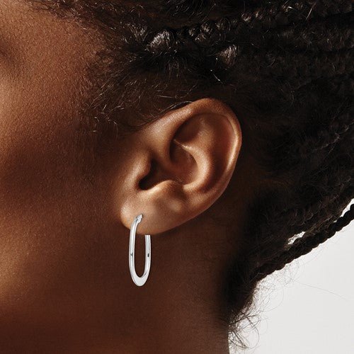 SS Flat Oval Hoop Earrings - Walter Bauman Jewelers