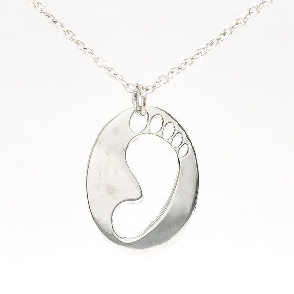 SS Footprint Disc Pendant - Walter Bauman Jewelers