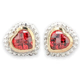 SS Garnet Heart Stud Earrings - Walter Bauman Jewelers