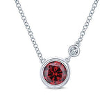 SS Garnet/Diamond Necklace - Walter Bauman Jewelers