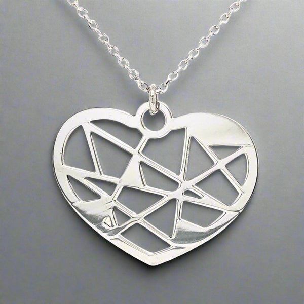 SS Geometric Heart Pendant - Walter Bauman Jewelers