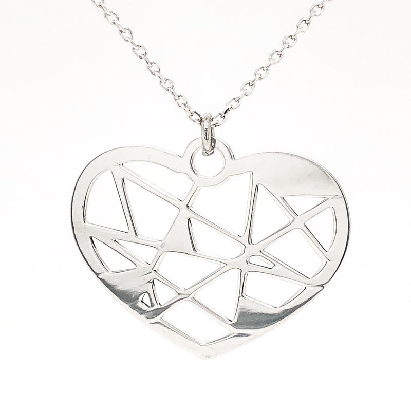 SS Geometric Heart Pendant - Walter Bauman Jewelers