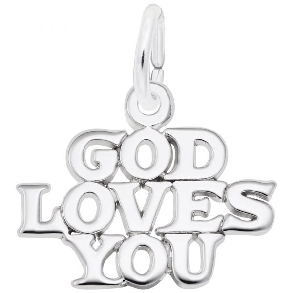 SS God Loves You Charm - Walter Bauman Jewelers