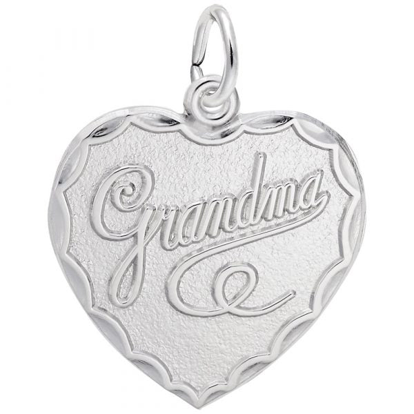 SS Grandma Heart Charm - Walter Bauman Jewelers