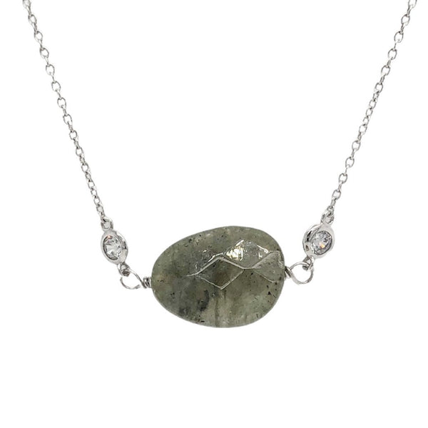 SS Green Labradorite & CZ Necklace - Walter Bauman Jewelers