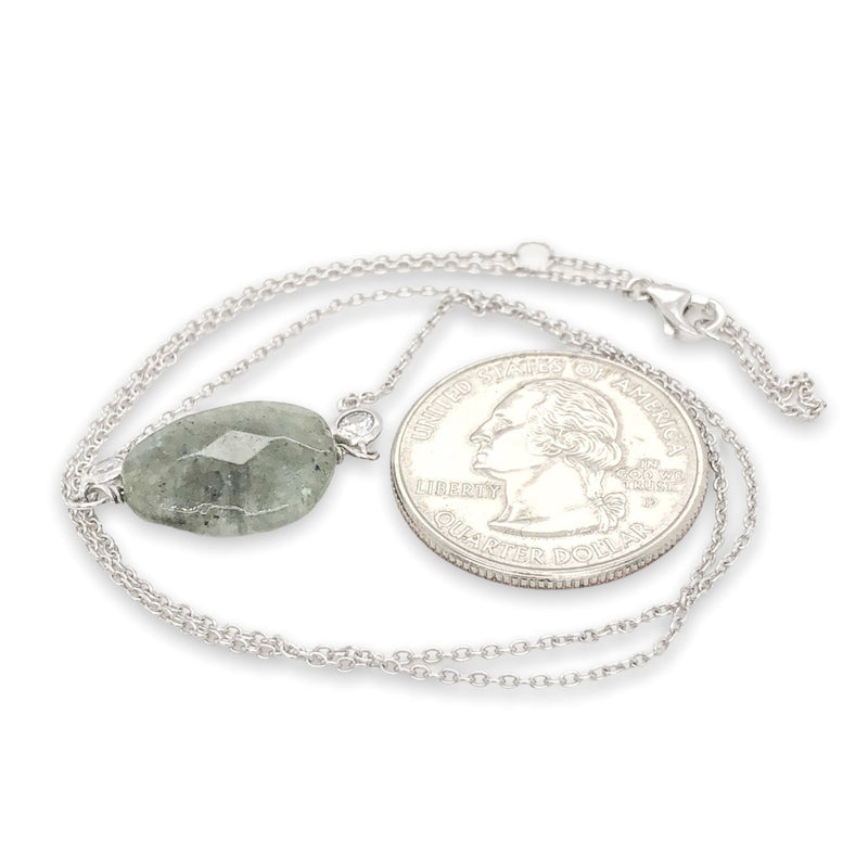 SS Green Labradorite & CZ Necklace - Walter Bauman Jewelers