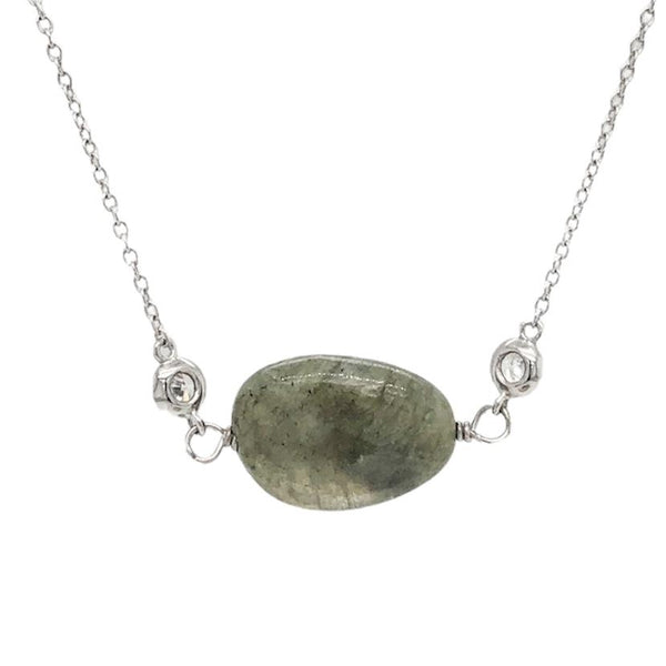 SS Green Labradorite & CZ Necklace - Walter Bauman Jewelers