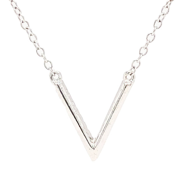 SS Large V Initial CZ Necklace - Walter Bauman Jewelers