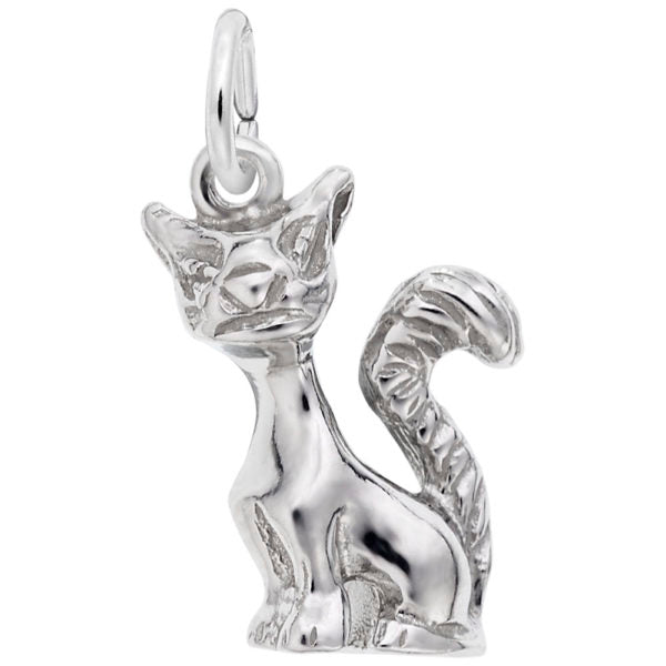 SS Long Tailed Cat Charm - Walter Bauman Jewelers